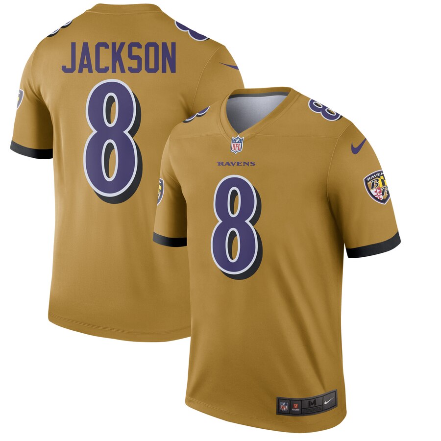 Men Baltimore Ravens #8 Jackson yellow Nike Limited NFL Jerseys